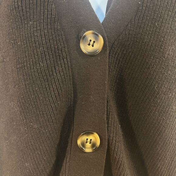 H&M Oversized Large Wool Blend Chocolate Brown Tortoise Button Bell Sleeve Crop - Picture 2 of 9